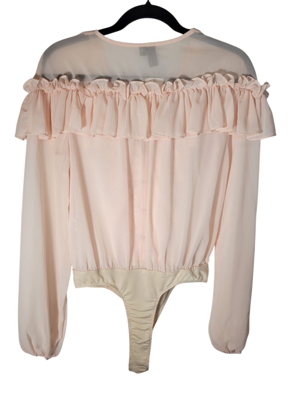 Windsor pink sheer chiffon ruffle body suit Size Medium NWT - Picture 3 of 9